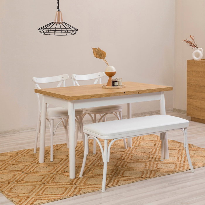 Hanah Home Oliver Open - Karina White Mesa de Comedor Extensible Blanca